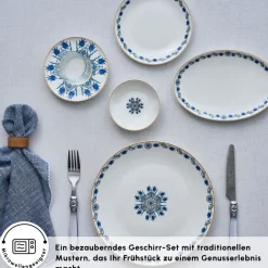 Karaca Bone China İznik 26-teiliges Servierset für 6 Personen, Mehrfarbig