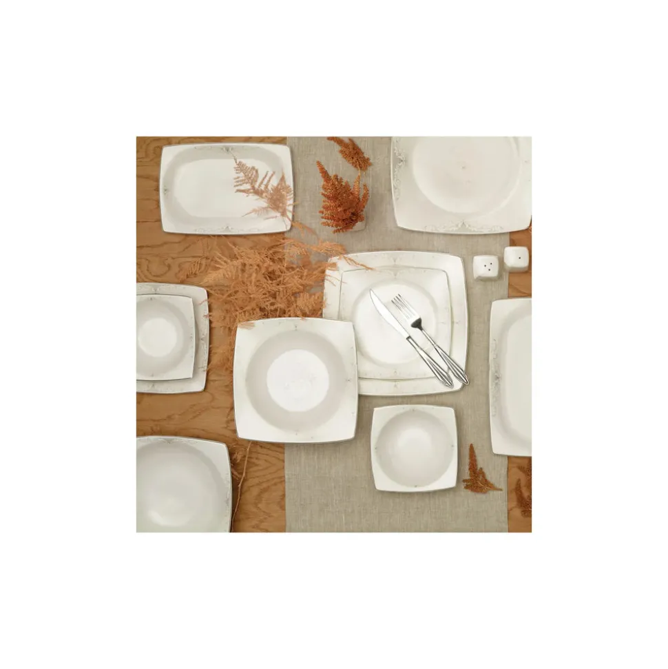 Karaca Branco Tafelservice-Set in quadratischer Form für 12 Personen , 57- teilig
