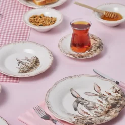 Karaca Bunny für 2 Personen Frühstücksset und Servierschalen, 12 Teilig