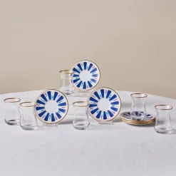 Karaca Bursa Türkisches Teeglas-Set, 12-teilig, Marineblau