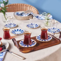 Karaca Bursa Türkisches Teeglas-Set, 12-teilig, Marineblau