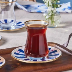 Karaca Bursa Türkisches Teeglas-Set, 12-teilig, Marineblau