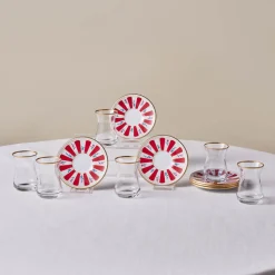 Karaca Bursa Türkisches Teeglas, 12-teilig, Rot