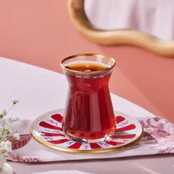 Karaca Bursa Türkisches Teeglas, 12-teilig, Rot