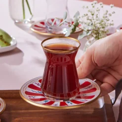 Karaca Bursa Türkisches Teeglas, 12-teilig, Rot