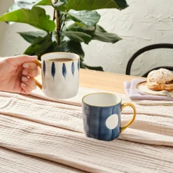 Karaca Canarie 2-teiliges Steinzeug-Becher-Set, 350ml, Mehrfarbig