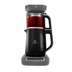 Karaca Caysever Robotea Pro 4 in 1 sprechender automatischer Teekocher Wasserkocher und Filterkaffeemaschine 2500W Space Grau