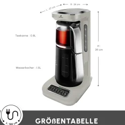Karaca Caysever Robotea Pro 4 in 1 sprechender automatischer Teekocher Wasserkocher und Filterkaffeemaschine, Starlight, 2500W