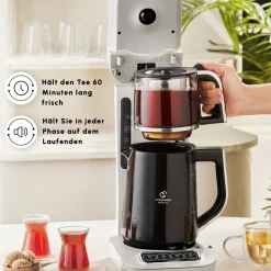 Karaca Caysever Robotea Pro 4 in 1 sprechender automatischer Teekocher Wasserkocher und Filterkaffeemaschine, Starlight, 2500W