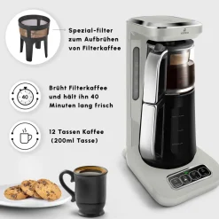 Karaca Caysever Robotea Pro 4 in 1 sprechender automatischer Teekocher Wasserkocher und Filterkaffeemaschine, Starlight, 2500W