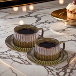 Karaca Cereus Tee-Set für 2 Personen, 4 Teilig, Grün