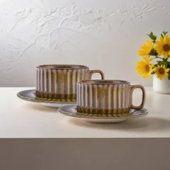 Karaca Cereus Tee-Set für 2 Personen, 4 Teilig, Grün