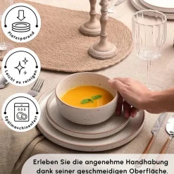 Karaca Chicago Dot für 6 Personen Geschirrset, 18 Teilig, Keramisch