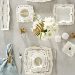 Karaca Comet quadratisches Frühstücksset und Servierschalen für 6 Personen 32-teiliges