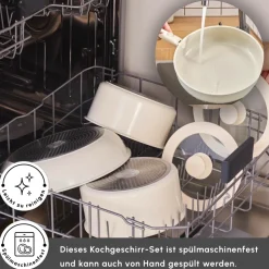 Karaca Comfort 6-teiliges Keramik-Kochgeschirrset mit abnehmbaren Griffen