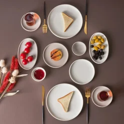 Karaca Cordelia für 6 Personen Frühstücksset und Servierschalen, 26 Teilig, Grau