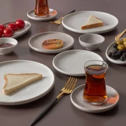 Karaca Cordelia für 6 Personen Frühstücksset und Servierschalen, 26 Teilig, Grau