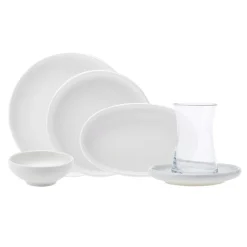 Karaca Cordelia für 6 Personen Frühstücksset und Servierschalen, 26 Teilig, Weiß