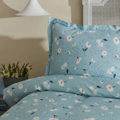 Karaca Daisy 100% Baumwolle Doppelbett Deckenbezug Set, Mint
