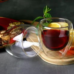 Karaca Doppelwand Borosilikat Glas Cappuccinotassen Set für 2 Personen