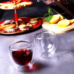 Karaca Doppelwand Borosilikat Glas Cappuccinotassen Set für 2 Personen