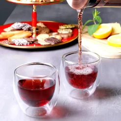 Karaca Doppelwand Borosilikat Glas Cappuccinotassen Set für 2 Personen