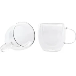 Karaca Double Wall Borosilikat Glas Tassenset für 2 Personen 150 ml with Handle