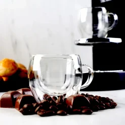 Karaca Double Wall Borosilikat Glas Tassenset für 2 Personen 150 ml with Handle
