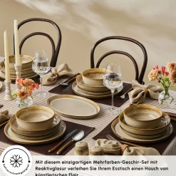 Karaca Earth Collection Earthy Light Reactive 52-Teiliges 12-Personen Geschirrset