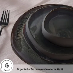Karaca Earth Collection Galactic 55-teiliges Tafelservice für 12 Personen – Schwarz