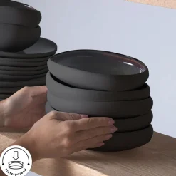 Karaca Earth Collection Galactic 55-teiliges Tafelservice für 12 Personen – Schwarz