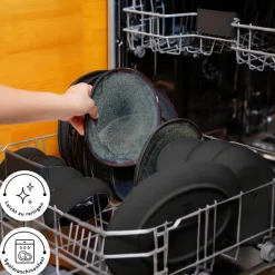 Karaca Earth Collection Galactic 55-teiliges Tafelservice für 12 Personen – Schwarz