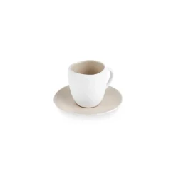 Karaca Earth Collection New Cupid Reactive Glaze Espresso Türkischer Kaffeetassen-Set, 90 ml, Für 1 Person, Beige-Weiß