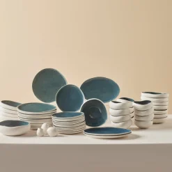 Karaca Earth Collection New Galactic Oscar Reactive Glaze 55-teiliges Tafelset für 12 Personen, Multi