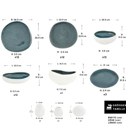 Karaca Earth Collection New Galactic Oscar Reactive Glaze 55-teiliges Tafelset für 12 Personen, Multi