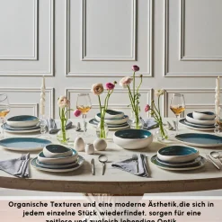 Karaca Earth Collection New Galactic Oscar Reactive Glaze 55-teiliges Tafelset für 12 Personen, Multi