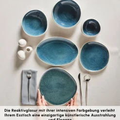 Karaca Earth Collection New Galactic Oscar Reactive Glaze 55-teiliges Tafelset für 12 Personen, Multi