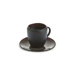 Karaca Earth Collection New Galactic 2-teiliges Espresso- und Türkischer-Kaffee-Set mit Reaktivglasur, 100 ml, Für eine Person, Schwarz