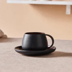 Karaca Earth Collection New Galactic 2-teiliges Teeset mit Reaktivglasur, 300 ml, Schwarz