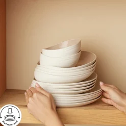 Karaca Earth Collection Rise 55-teiliges Tafelservice für 12 Personen, Cream