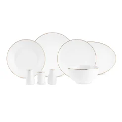 Karaca Elegance Bone Esbelto 53-teiliges Tafelservice für 12 Personen – Gold