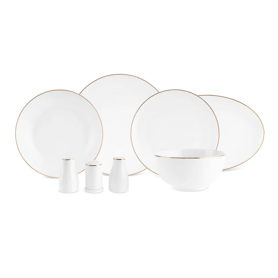 Karaca Elegance Bone Esbelto 53-teiliges Tafelservice für 12 Personen – Gold