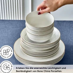 Karaca Elegance Bone Mandarin 53-teiliges Tafelservice für 12 Personen Gold