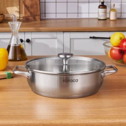 Karaca Elite Edelstahl-Kasserolle Flach 26 cm 3,4 L