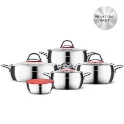 Karaca Emirgan XL 10-teiliges Kochtopfset für Induktion aus Stahl mit Aufbewahrungsdeckel