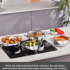 Karaca Emirgan XL 10-teiliges Kochtopfset für Induktion aus Stahl mit Aufbewahrungsdeckel