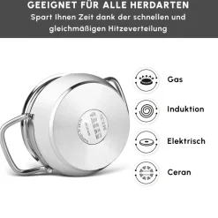 Karaca Emirgan XL 10-teiliges Kochtopfset für Induktion aus Stahl mit Aufbewahrungsdeckel
