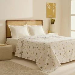 Karaca Emma Piquédecke aus 100 % Baumwolle, 200 × 220 cm, Gelb