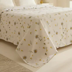 Karaca Emma Piquédecke aus 100 % Baumwolle, 200 × 220 cm, Gelb