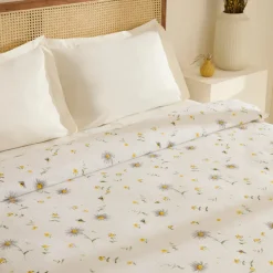 Karaca Emma Piquédecke aus 100 % Baumwolle, 200 × 220 cm, Gelb